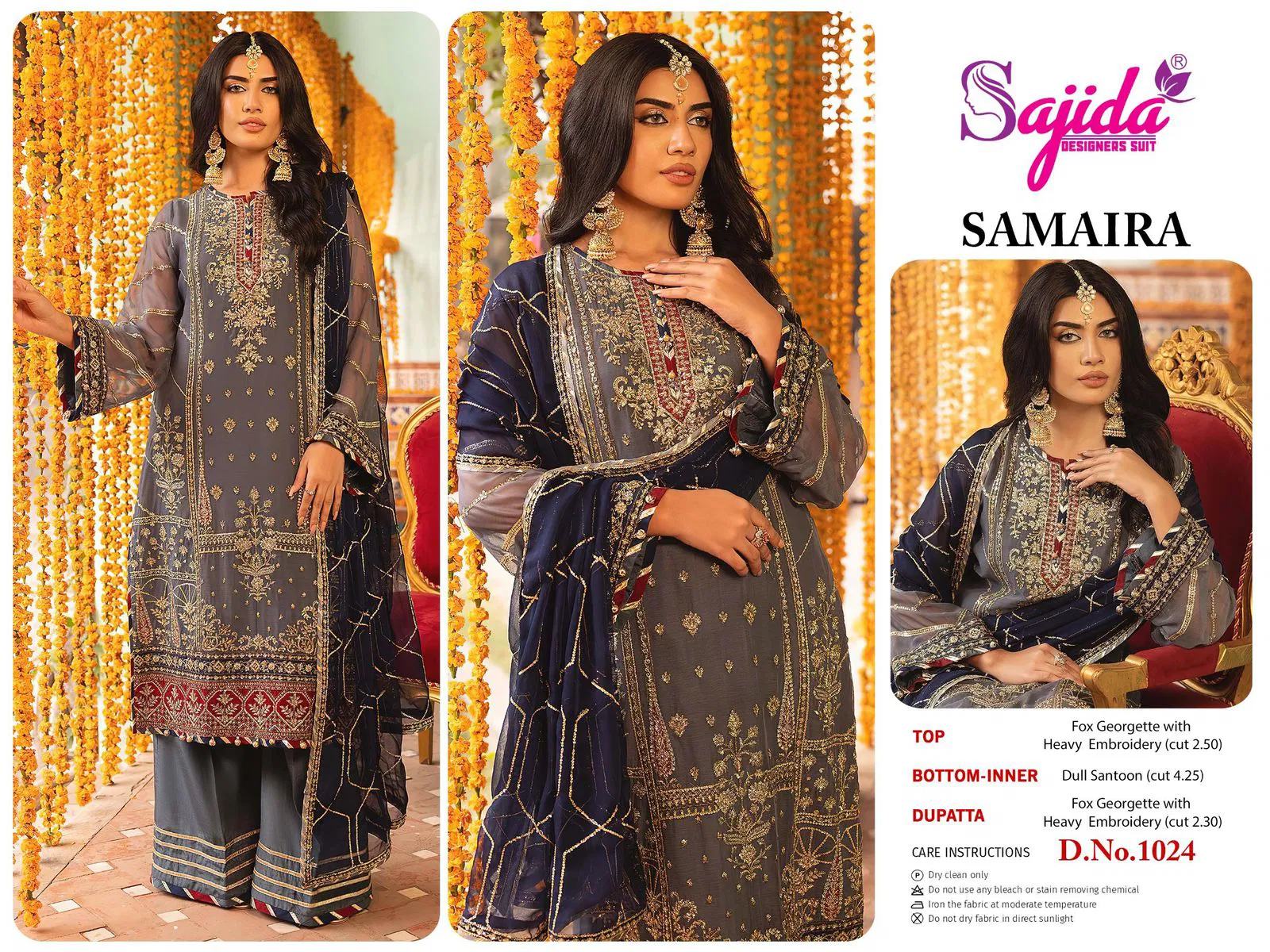 Samaira Vol 1 by Sajida Georgette Pakistani Salwar Kameez Exporters In India